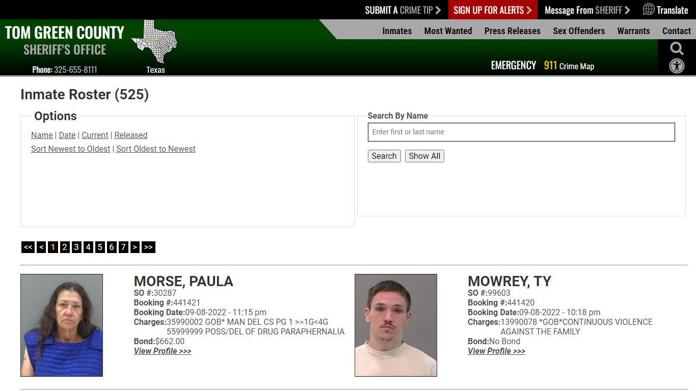 Inmate Roster - Tom Green County TX Sheriff's Office